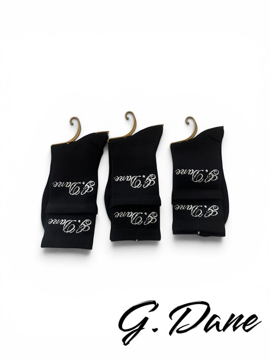 3 Pack Of Black G Dane Double Layered Socks