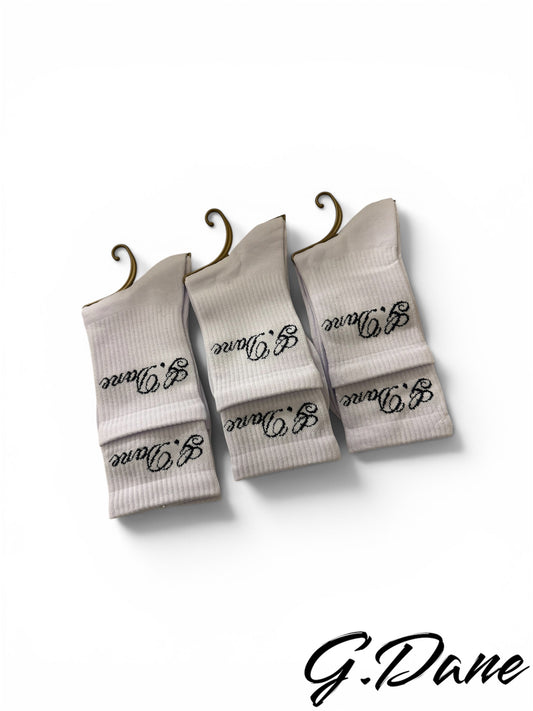 3 Pack Of White G Dane Double Layered Socks